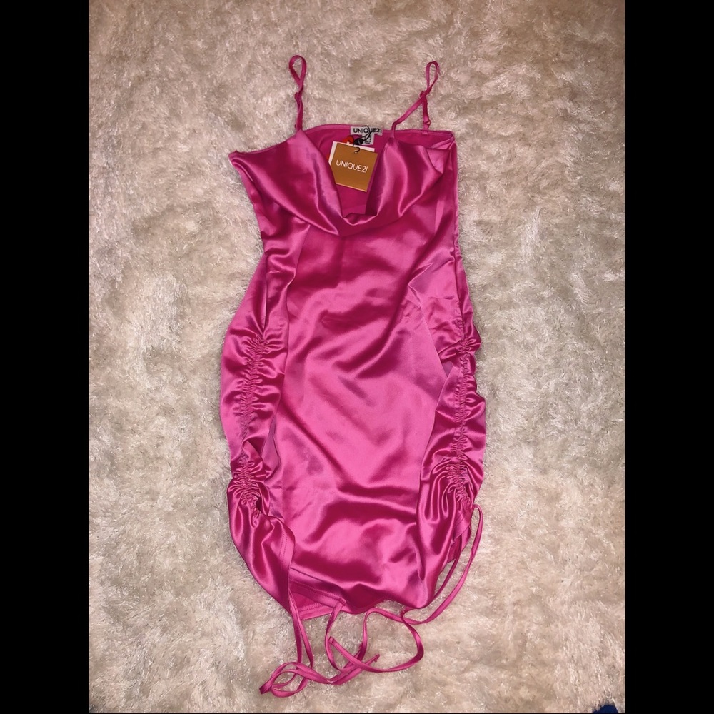 *NEW* ASOS Pink Side Scrunch Satin Mini Dress